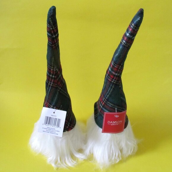 Plaid tartan hat gnome set of 2 - Picture 3 of 7
